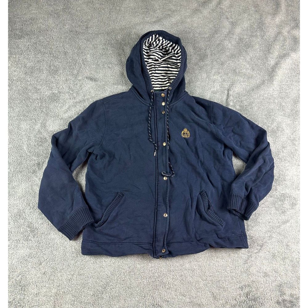 Lauren Jeans Co Ralph Lauren Women's Vintage Full Zip Hoodie Jacket Blue Size L